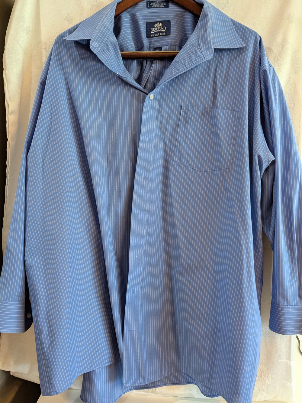 Stafford Light Blue Pinstripe Men's Dress Shirt